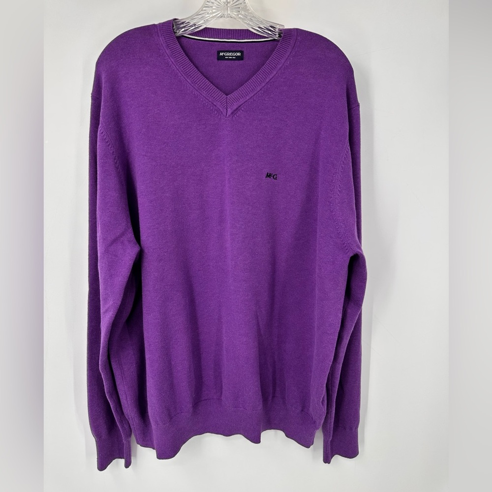 *McGregor Purple V Neck Sweater Mens XXL 2XL McG logo on front